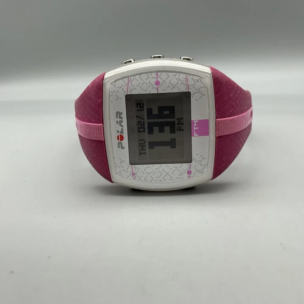 Polar FT4 Womens Watch 38mm Digital White Dial Pink Silicone New Battery